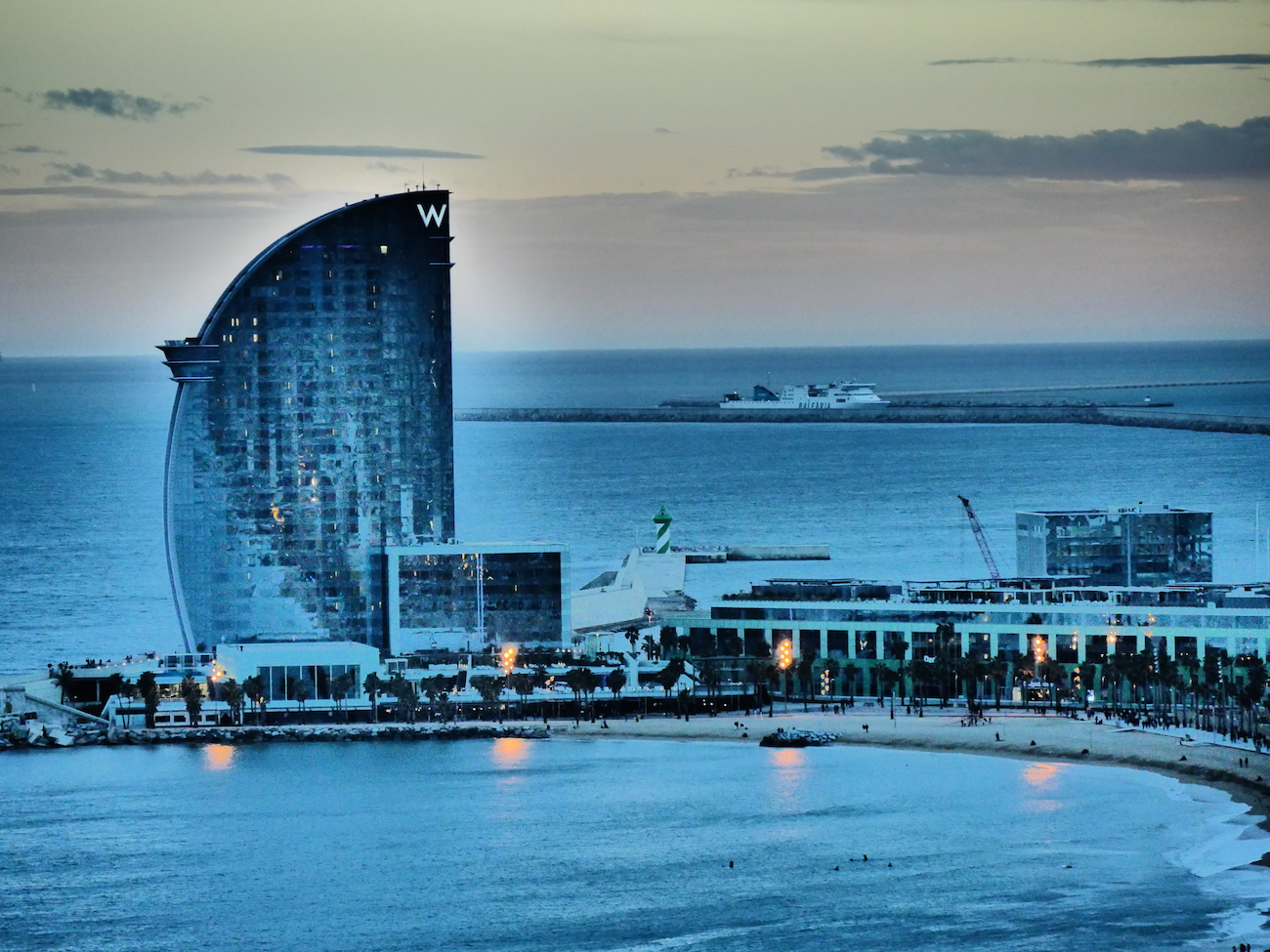 barcelona view over the sea